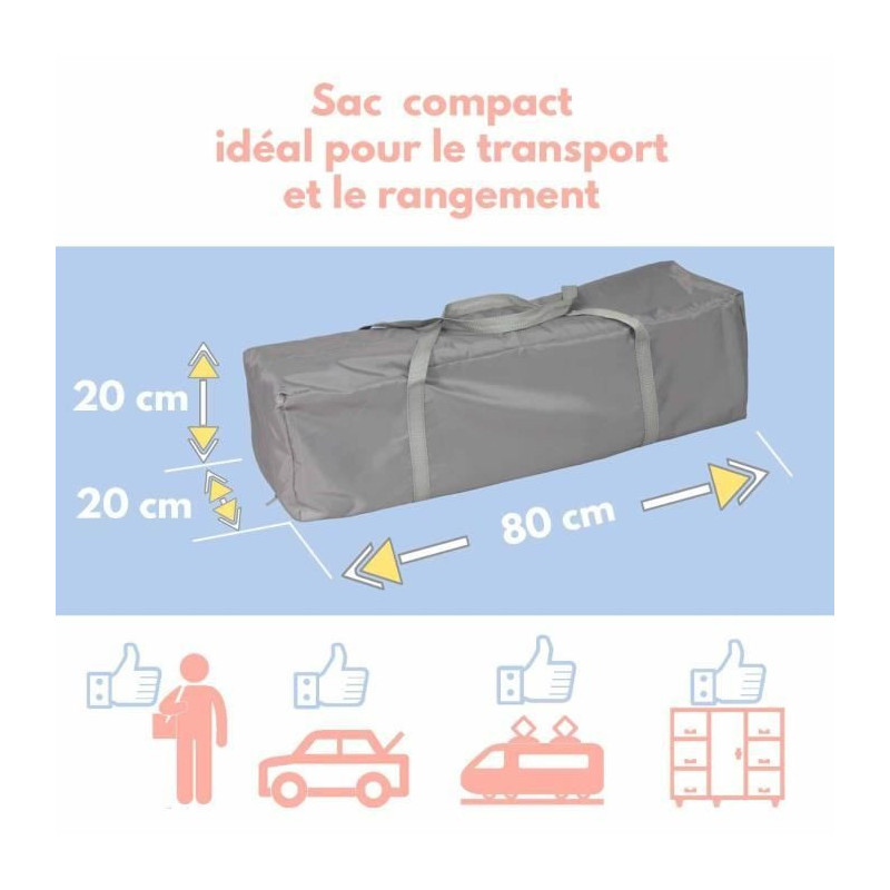 BAMBISOL travel cot 120x60 cm - From birth to 3 months - Mattress and