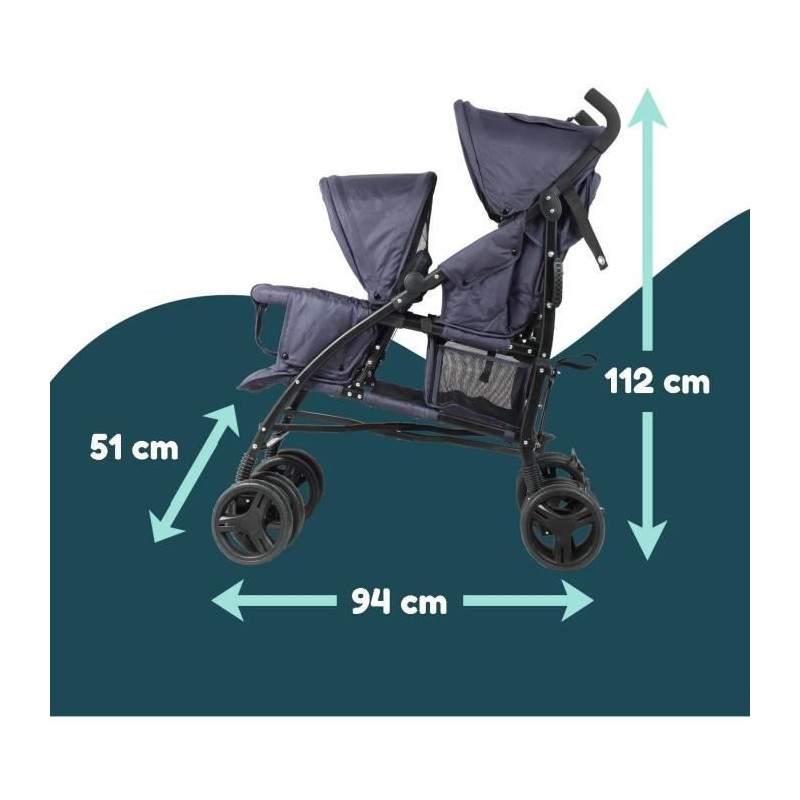 BAMBISOL double cane stroller - 6-36 months for the front seat (max 15