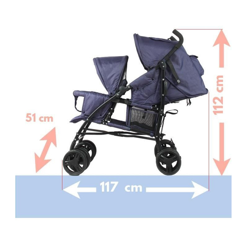 BAMBISOL double cane stroller - 6-36 months for the front seat (max 15