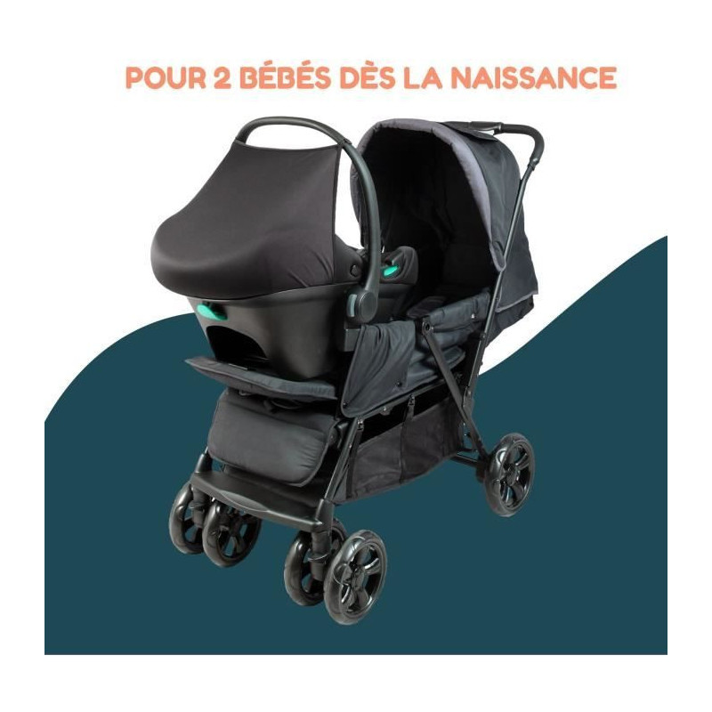 Double twin stroller - BAMBISOL - Combined Double Stroller + I-size Ca