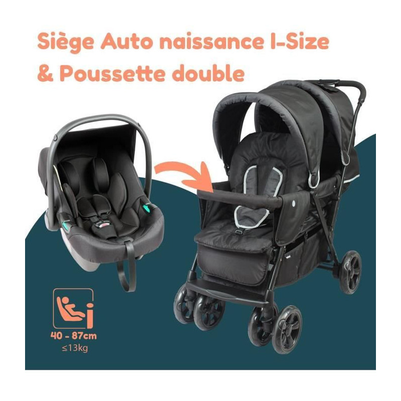 Double twin stroller - BAMBISOL - Combined Double Stroller + I-size Ca