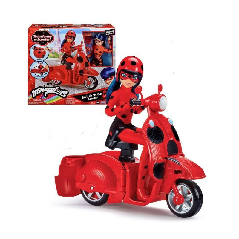 Miraculous Switch'n go scooter + Ladybug Lucky Charm BANDAI articulate