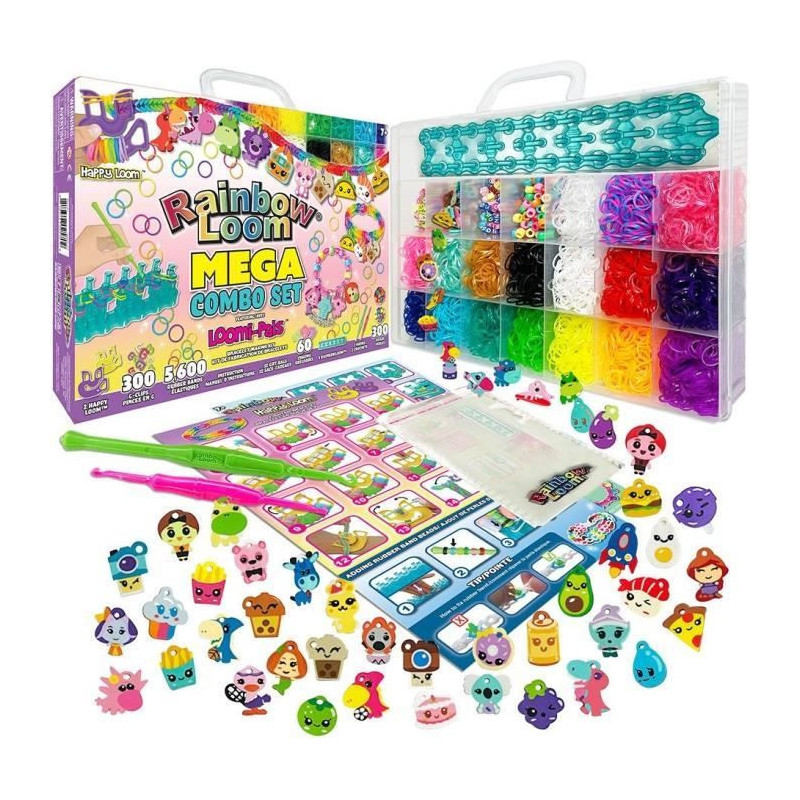 Bandai - Rainbow Loom Mega Combo Set - Bracelet Making - Loom with 560