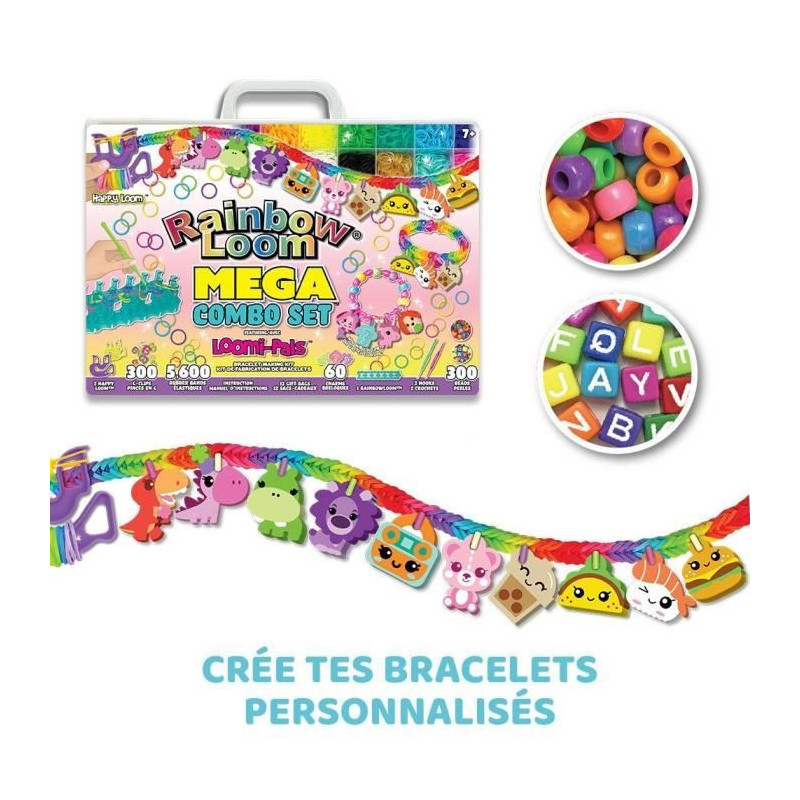 Bandai - Rainbow Loom Mega Combo Set - Bracelet Making - Loom with 560