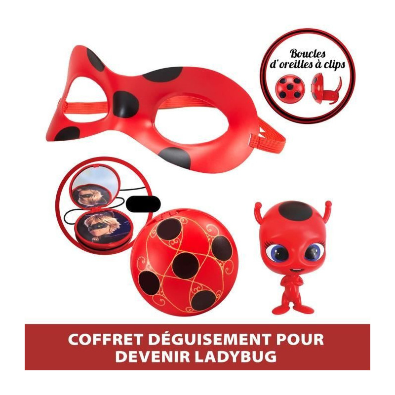 Ladybug Costume - Yoyo Mirror Mask Kwami Tikki Earrings - BANDAI - Mir