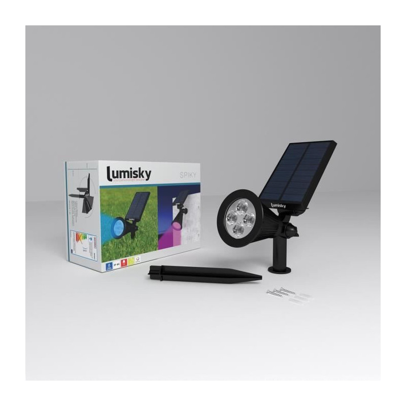 Lumisky pack of 2 Waterdown Outdoor Solar Spots - 4 colorful LEDs - 20