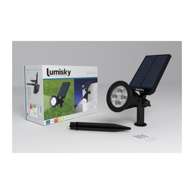 Waterproof outdoor solar spotlight - LUMISKY - 4 white LEDs - 200 Lm -