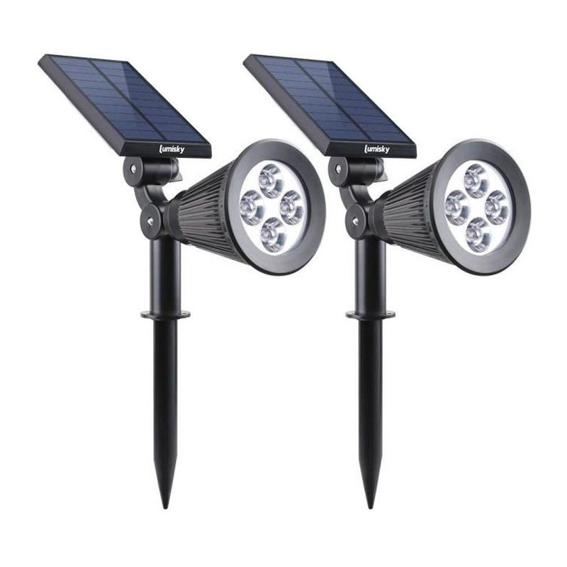 LUMISKY Pack of 2 waterproof solar outdoor spots - 4 white LEDs - 200