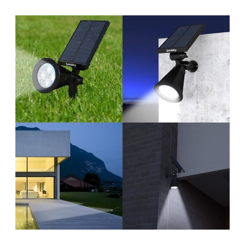 LUMISKY Pack of 2 waterproof solar outdoor spots - 4 white LEDs - 200