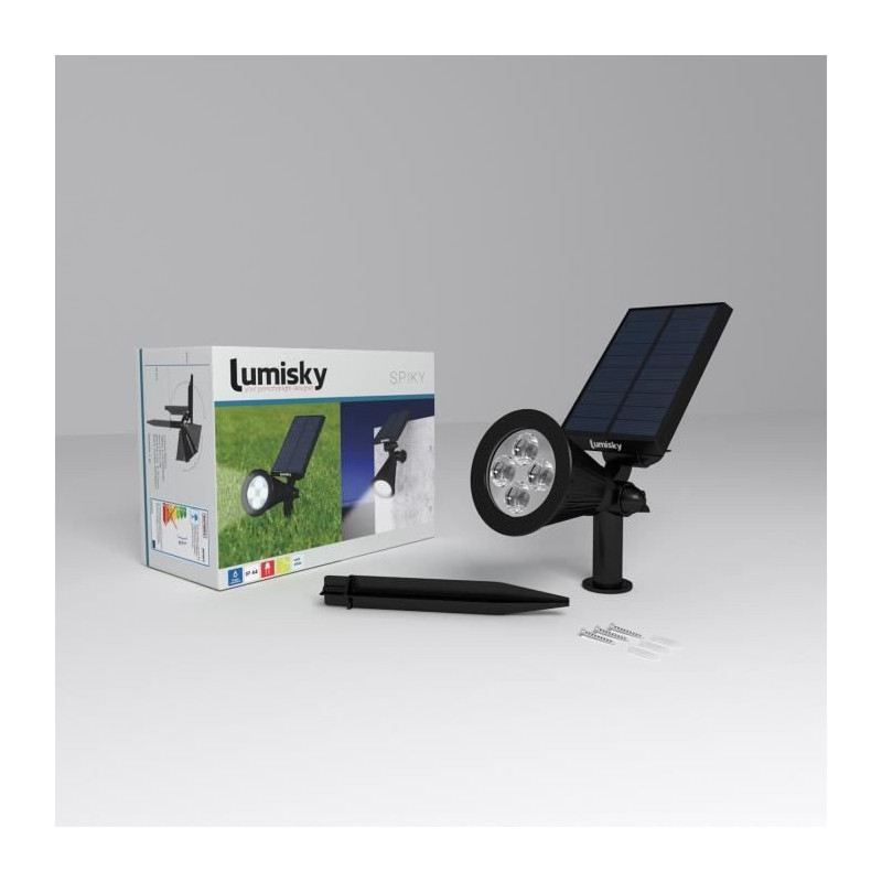 LUMISKY Pack of 2 waterproof solar outdoor spots - 4 white LEDs - 200