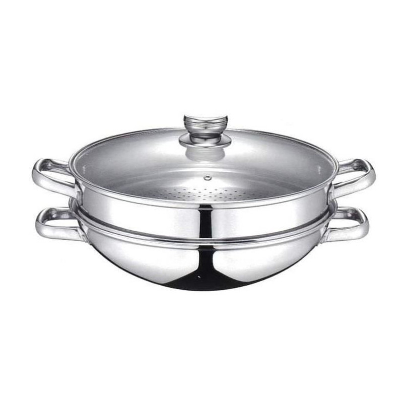 2-in-1 Wok - BAUMALU - All heat sources including induction - Glass li