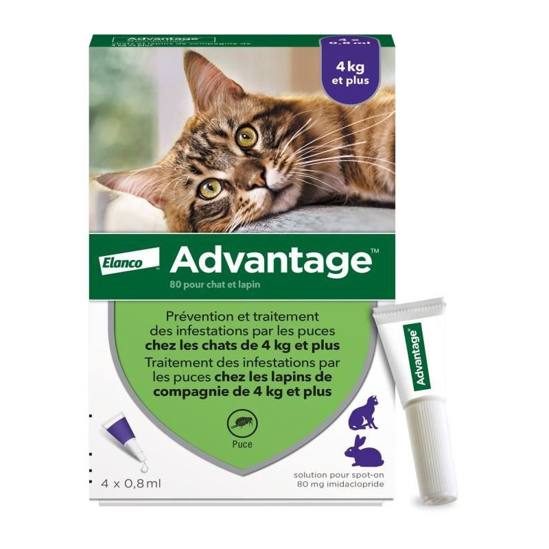Advantage antipuce rabbit chat solution +4kg 4 pipettes