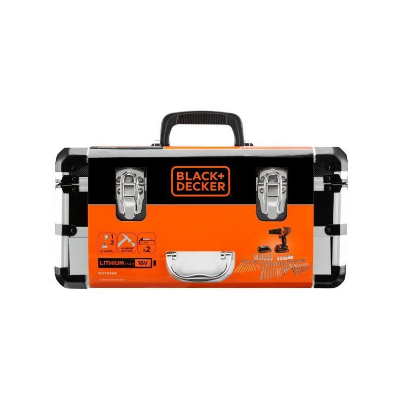 BLACK & DECKER - Percussion Drill - Li Ion Battery 2x18 V + 80 Accesso