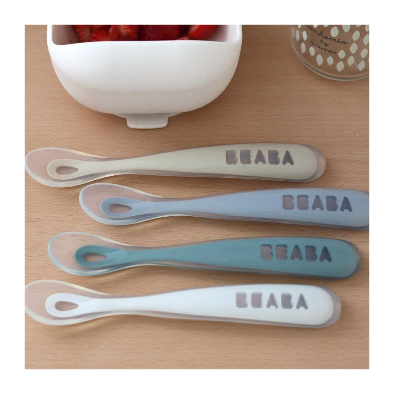 Béaba Set of 4 spoons first meal soft silicone Rainbow