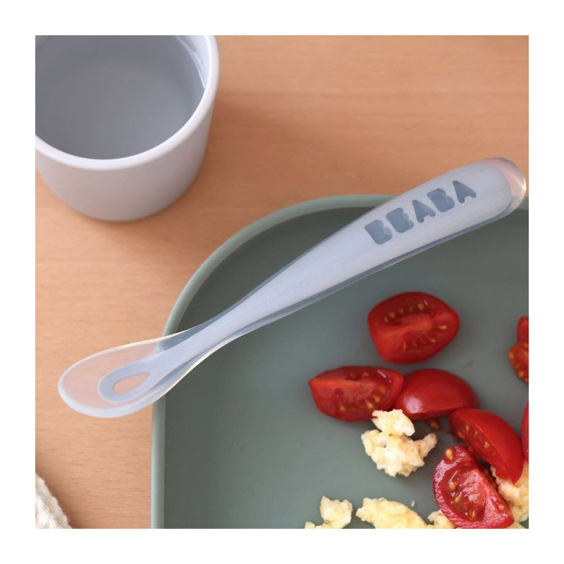 Béaba Set of 4 spoons first meal soft silicone Rainbow