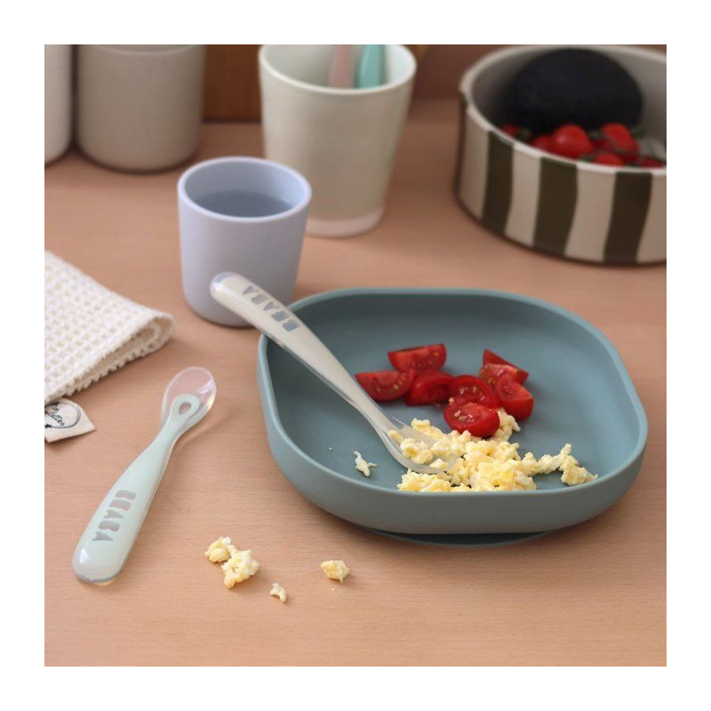 Béaba Set of 4 spoons first meal soft silicone Rainbow
