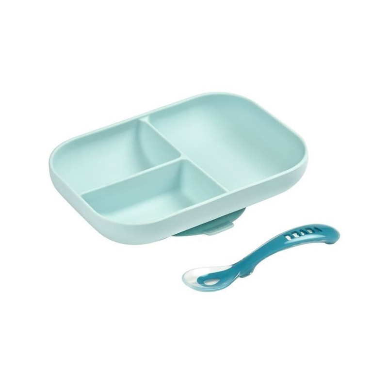 BEABA Silicone lunch set 2 pieces compartmental - blue