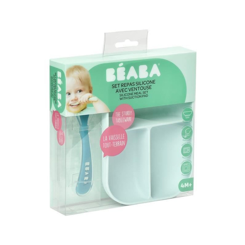BEABA Silicone lunch set 2 pieces compartmental - blue