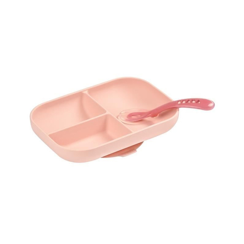 BEABA Silicone lunch set 2 pieces compartmentalized - pink