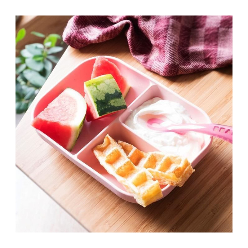 BEABA Silicone lunch set 2 pieces compartmentalized - pink