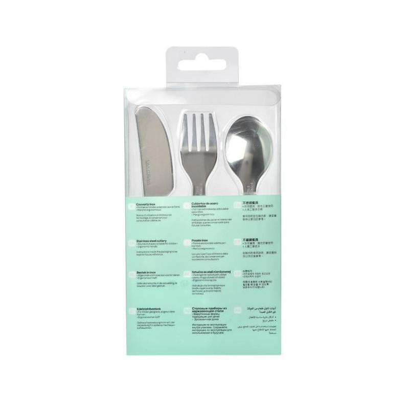 BEABA Set of 3 old pink stainless cutlery