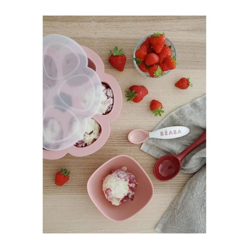 BEABA Set of 6 ergonomic spoons + 4 forks (old pink + airy green + lig