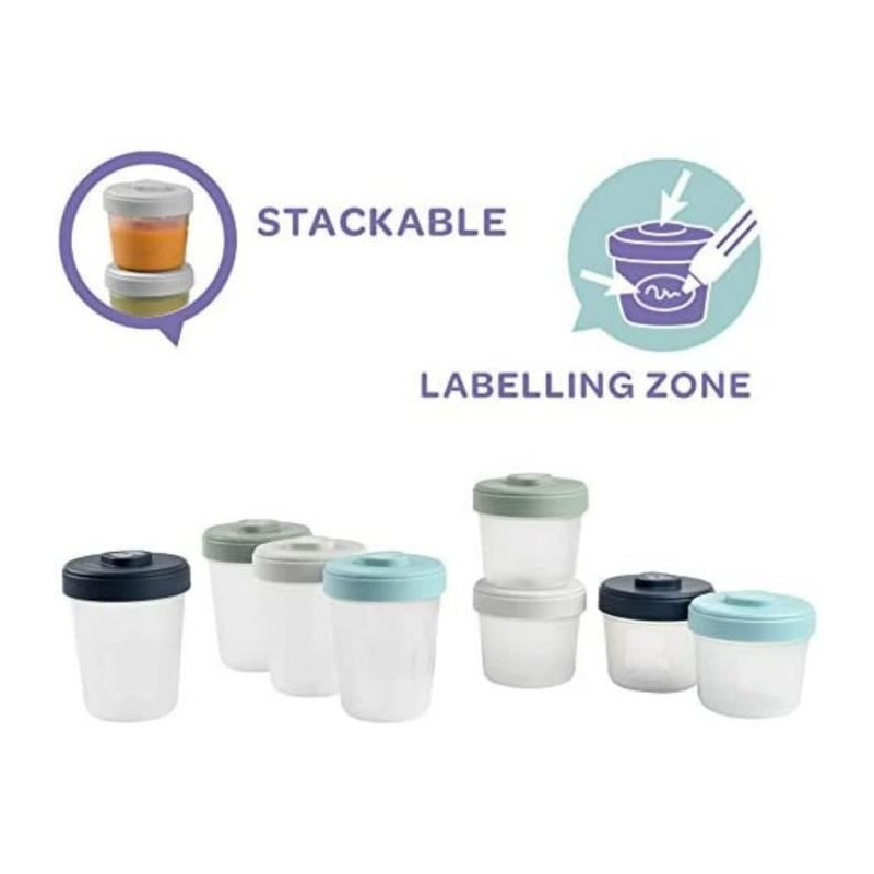 BEABA Set 2nd age 8 portions clip - (4x150ml + 4x250ml)