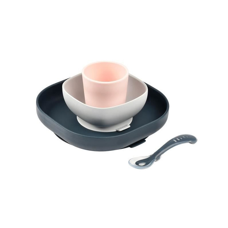 BEABA, Baby Silicone Meal Box, With Suction Cup, Anti-slip, 4 Pieces,