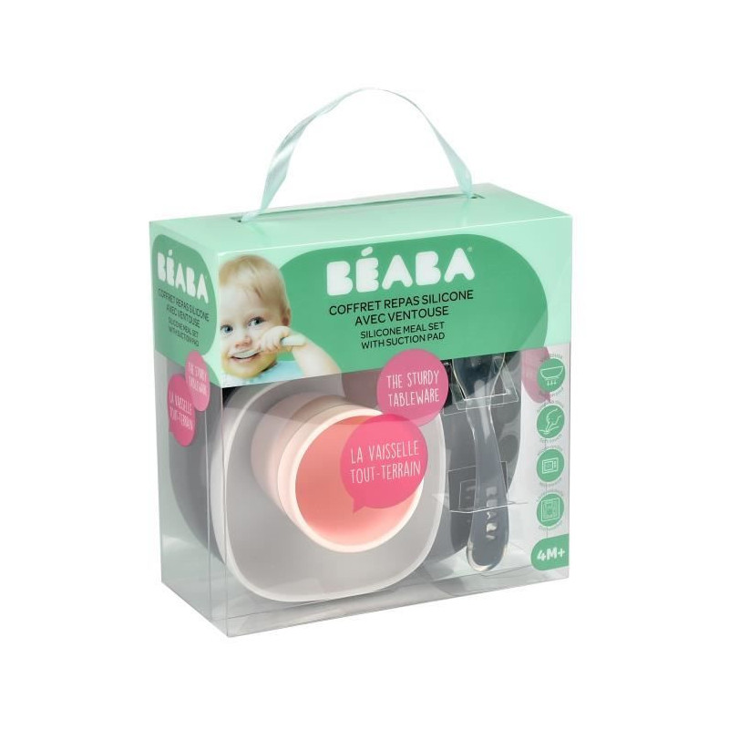 BEABA, Baby Silicone Meal Box, With Suction Cup, Anti-slip, 4 Pieces,