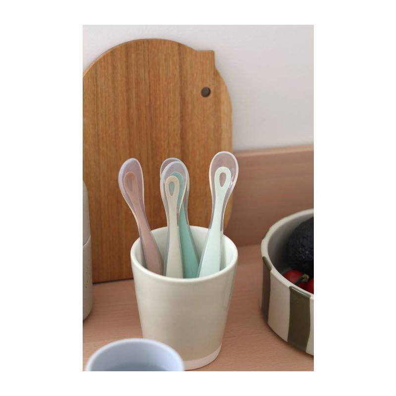 Set of 4 1st age silicone spoons Velvet grey/Sage green