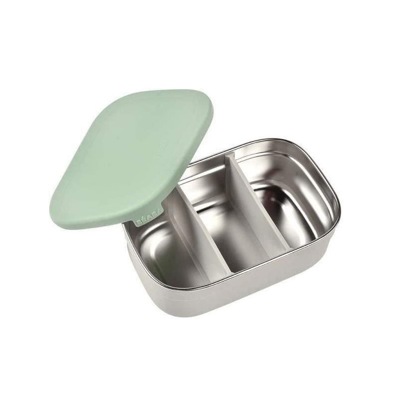 BEABA, Children's stainless steel lunch box, silicone lid and protecti
