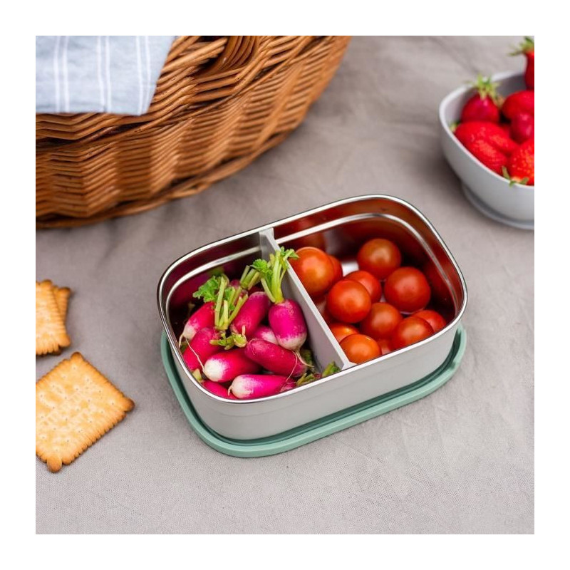 BEABA, Children's stainless steel lunch box, silicone lid and protecti