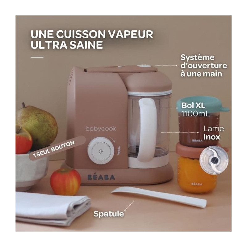 BEABA EXCLUSIVITE, Babycook solo, 4 in 1 baby robot, cooker-mixer, Pra