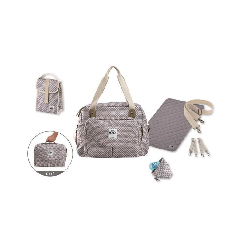 BEABA Sac a langer Geneve II Play Print grey/coral - 23L