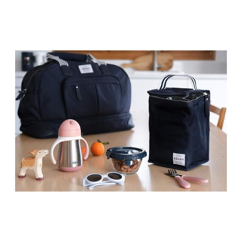 BEABA, Insulated lunch pouch Navy blue / stripes