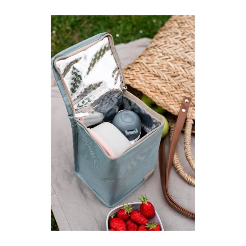 Beaba, baby meal pouch, isothermal, sage green