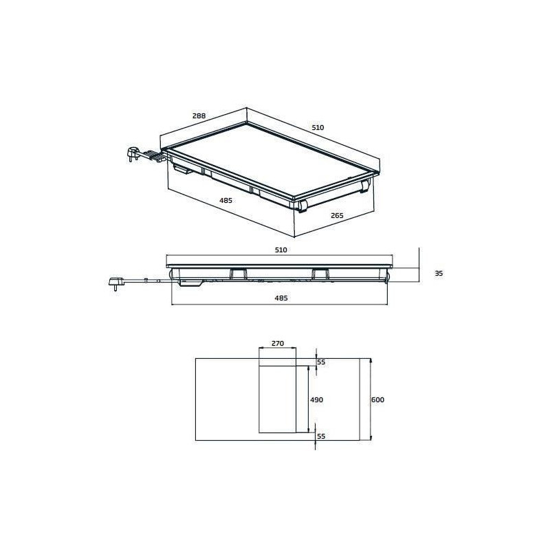 BEKO HDMC32400TX - Ceramic glass hob - 2 zones - 3000W - L28.8 x D57cm