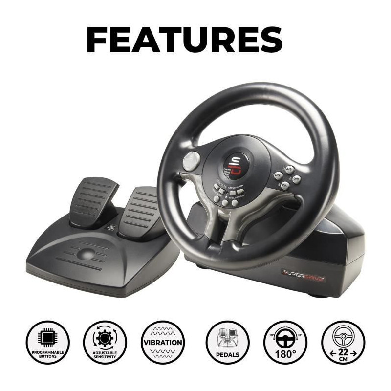 Steering Wheel Driving Wheel - SUBSONIC - Compatible Switch, PS4, Xbox