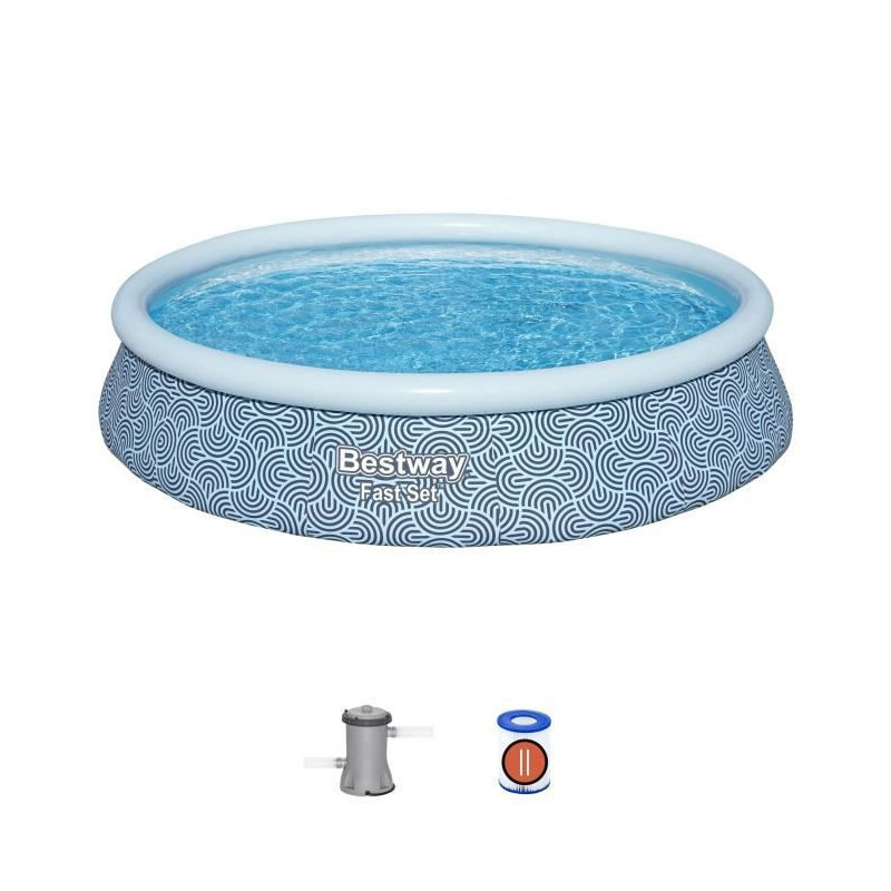 BESTWAY Inflatable Pool Kit - Fast Set - 396 x 84 cm - Round (Cartridg