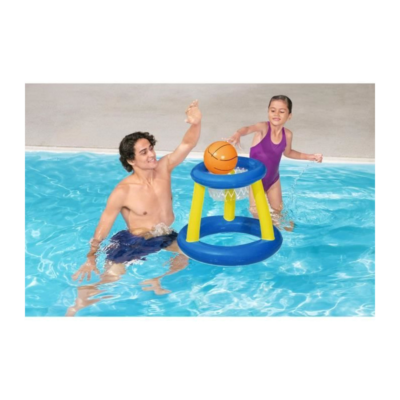 Floating basketball hoop, ball, 3 rings, diameter 61 cm
