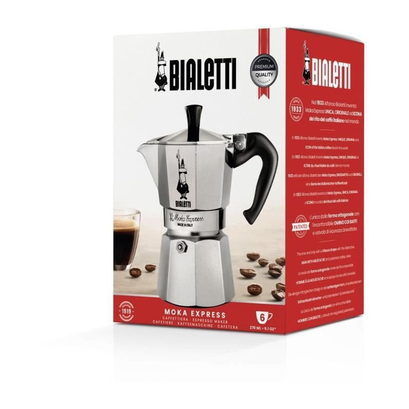 Bialetti MOKA EXPRESS 6 CUPS Italian or French press coffee maker