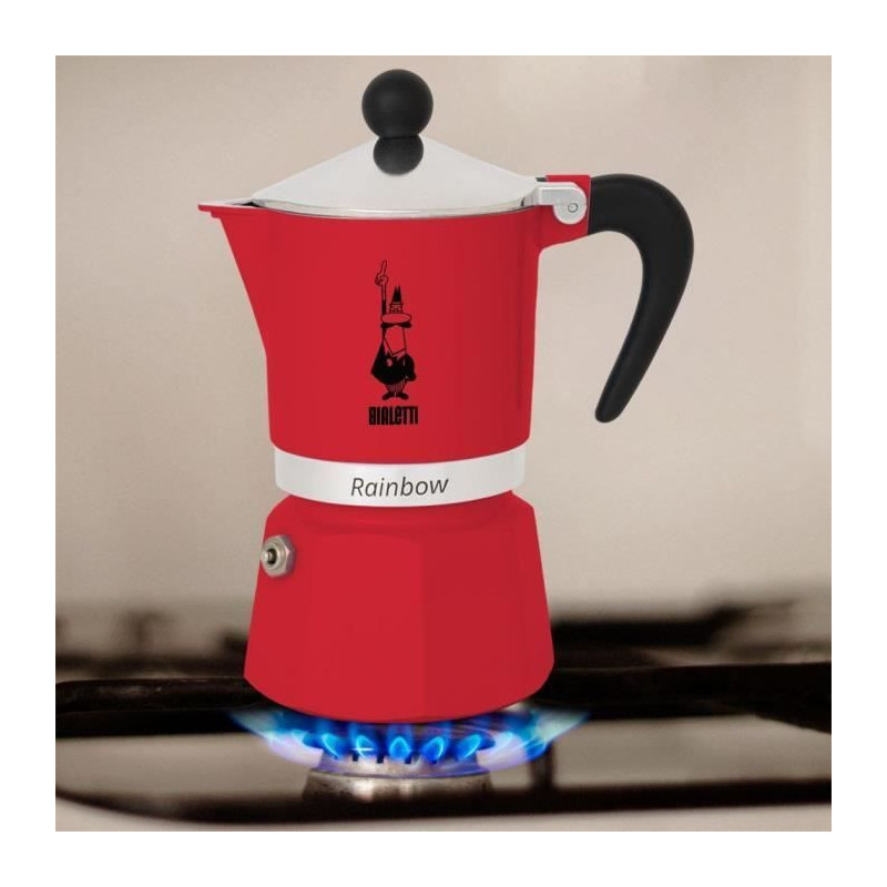 Italian coffee maker - BIALETTI - RAINBOW - 6 cups - 0.30 L - Red