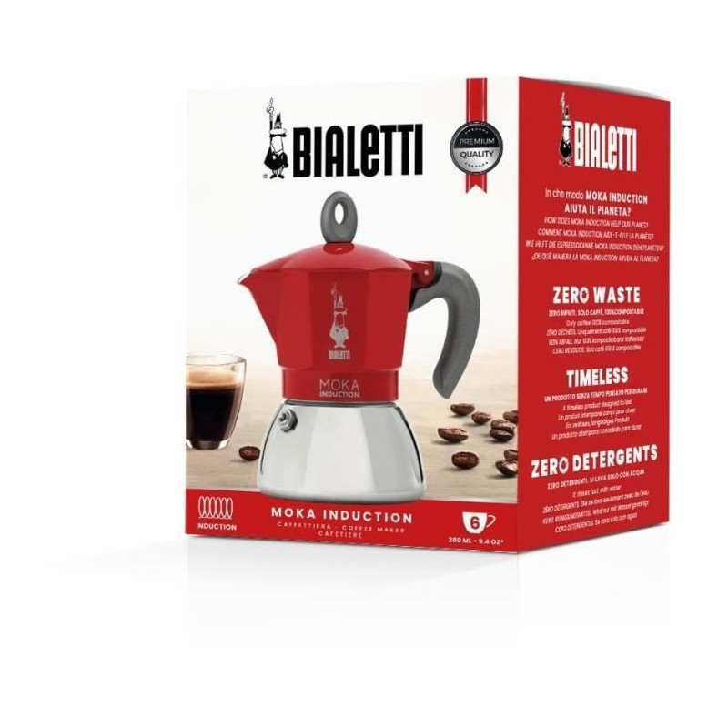 Italian coffee maker - BIALETTI - NEW MOKA INDUCTION - 6 cups - 0.28 L