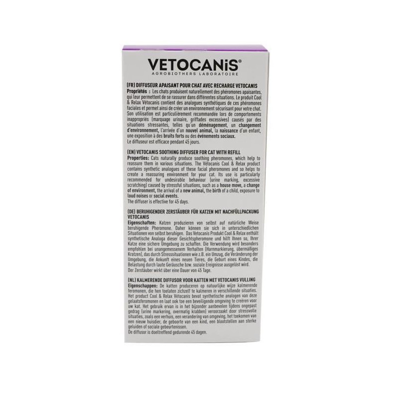VETOCANIS Diffuser + Anti-stress refill for cats - Effective for 45 da