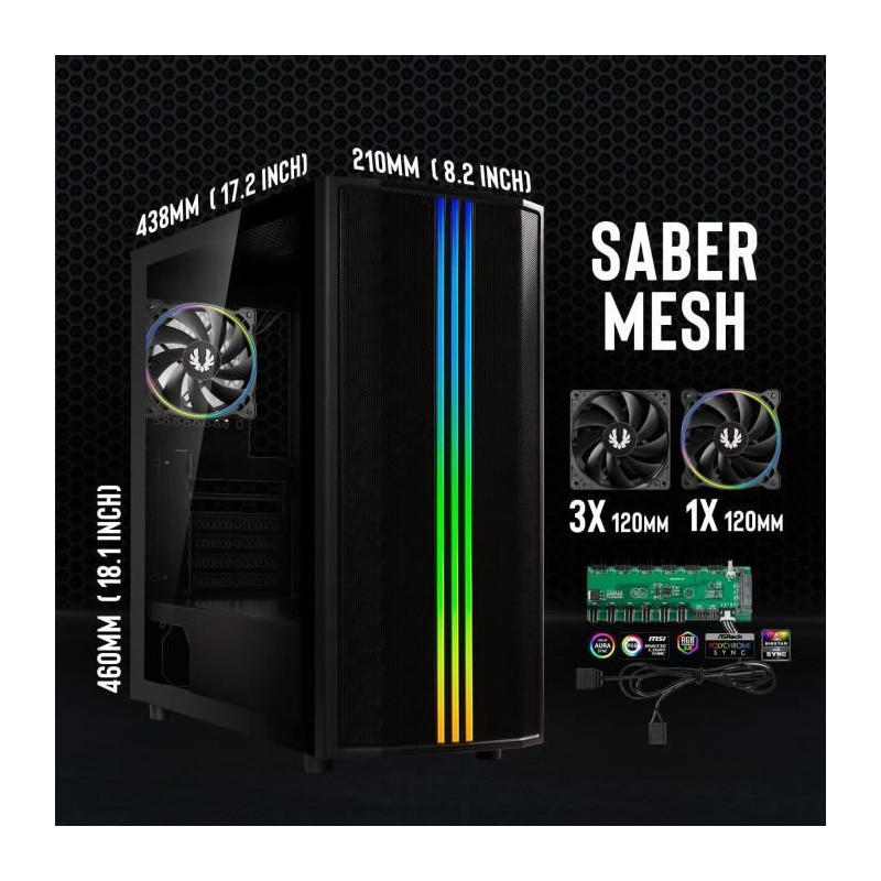 PC case without power supply - BITFENIX Saber Mesh (Black) - Mid-tower