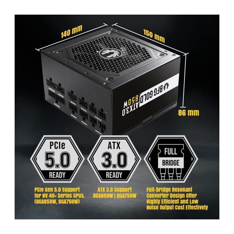 BITFENIX BFG GOLD 850W (80+ Gold) ATX 3.0 - PC power supply - 850W