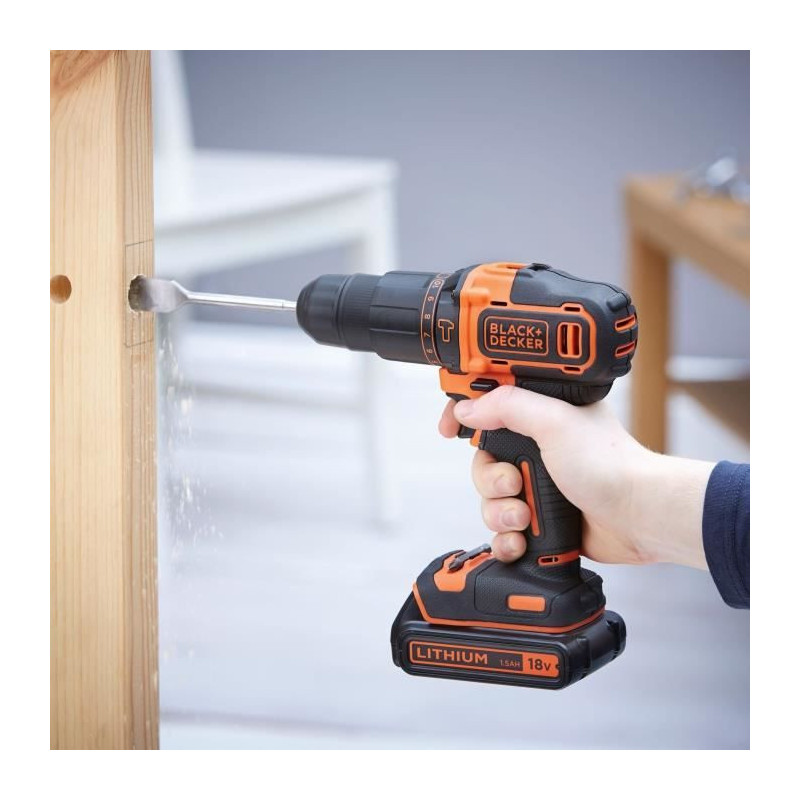 Cordless hammer drill - BLACK & DECKER - BDCHD18S32-QW - 18 V - 1 Batt