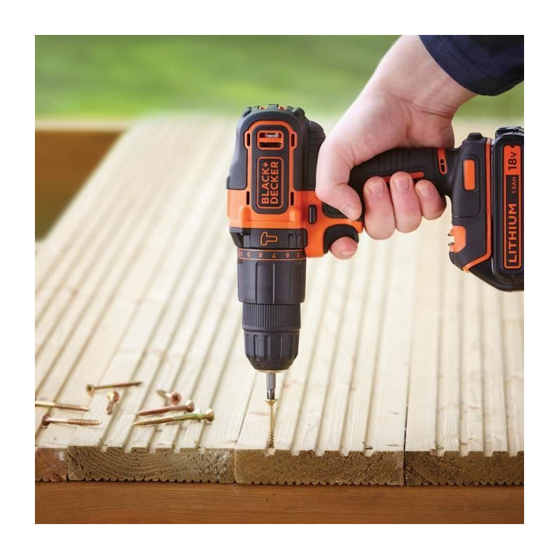 Cordless hammer drill - BLACK & DECKER - BDCHD18S32-QW - 18 V - 1 Batt