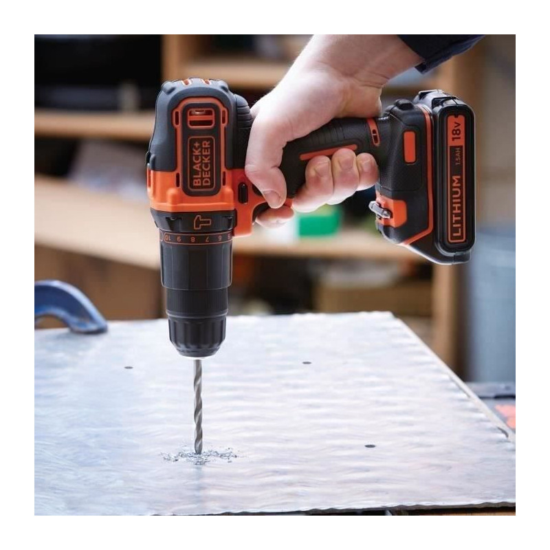 Cordless hammer drill - BLACK & DECKER - BDCHD18S32-QW - 18 V - 1 Batt