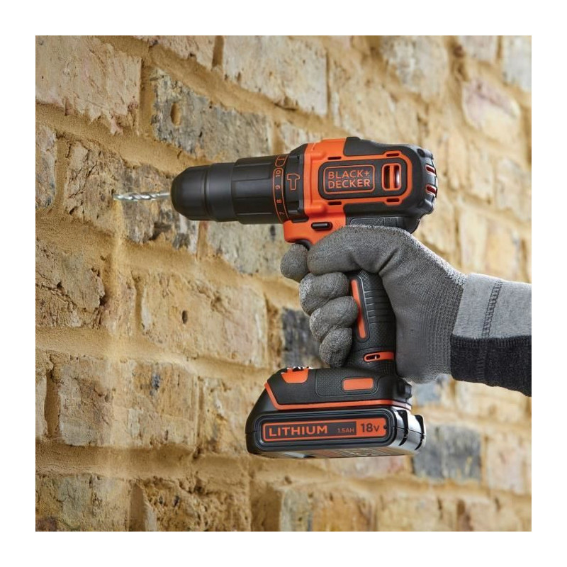 Cordless hammer drill - BLACK & DECKER - BDCHD18S32-QW - 18 V - 1 Batt
